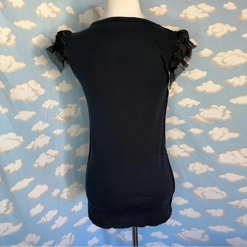Alice + Olivia sleeveless fitted top with ruffled shoulders Black Size XS - Picture 5 of 8
